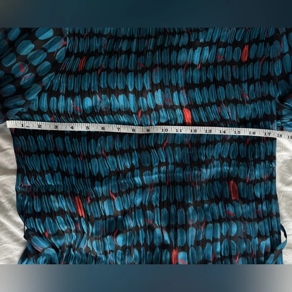 Porter Teen Girls Pleated Oval Print Dress Sz 22 Blue Belted Lined Juniors